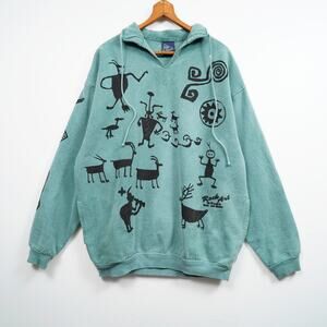 Vintage WEK The World Sweatshirt L 90s Bravo Dixon NM Fade Split Neck